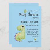 Cute T Rex Waterverf Nursery Boy Baby shower Kaart (Voorkant / Achterkant)