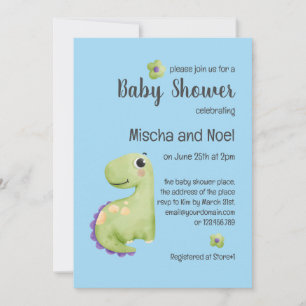 Cute T Rex Waterverf Nursery Boy Baby shower Kaart