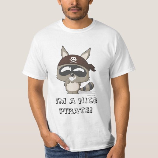 Cute T-shirt pirate raccoon cartoon t-shirt (Voorkant)