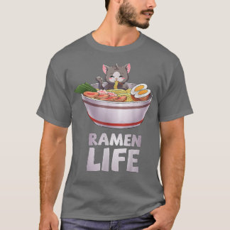 Cute T - shirts Ramen Life Cat Japans Gift Kawaii