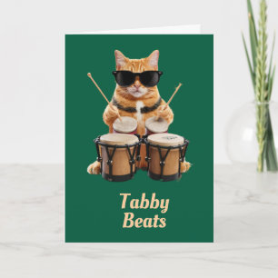 Cute Tabby Bongo Speler Wenskaart Kaart