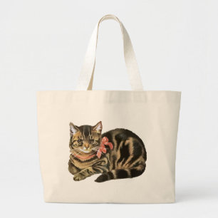 Cute Tabby Calico Cat/Kitten Bag Grote Tote Bag