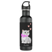 Cute Tabby Cat and Hearts on Black Waterfles (Voorkant)