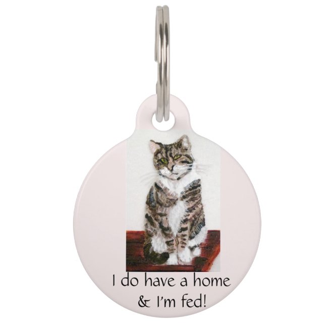 Cute Tabby Cat Art Huisdierpenning (Voorkant)
