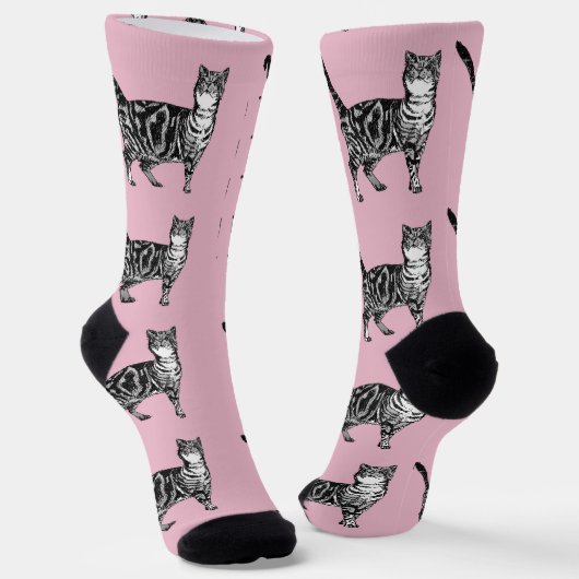 Cute Tabby Cat Baby Pink Cats Pet Socks Sokken (Gebogen)