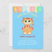 Cute Tabby Cat, Balloons en Confetti Birthday Kaart (Voorkant)