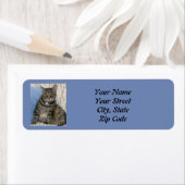 Cute Tabby Cat Blue Etiket (Insitu)