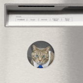 Cute Tabby Cat Brown Grey Blue Stropdas Pet Magneet (Insitu (Vaatwasser))