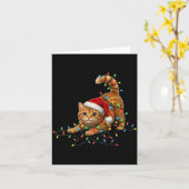 Cute Tabby Cat Christmas Funny Lights Xmas Cat In  Kaart (Gele Bloem)