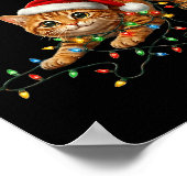 Cute Tabby Cat Christmas Funny Lights Xmas Cat In  Poster (Hoek)
