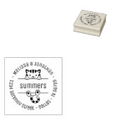 Cute Tabby Cat Couple Family Round Address 2 Rubberstempel (Gestempeld)