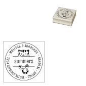 Cute Tabby Cat Couple Family Round Address Rubberstempel (Gestempeld)