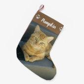Cute Tabby Cat Custom Pet Foto gepersonaliseerd Kleine Kerstsok (Voorkant (Hangend))