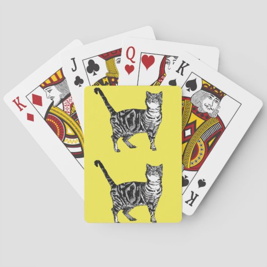 Cute Tabby Cat Drawing art Afspeelkaarten set Pokerkaarten (Achterkant)