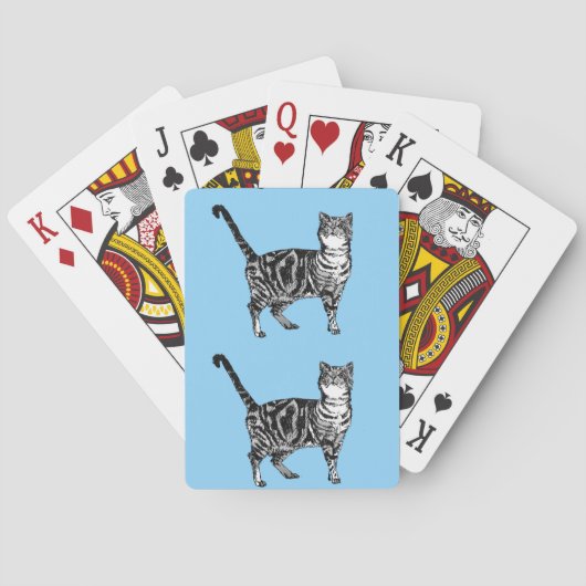 Cute Tabby Cat Drawing art Afspeelkaarten set Pokerkaarten (Achterkant)