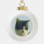 Cute Tabby Cat Face Keramische Bal Ornament (Voorkant)