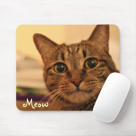 Cute tabby cat face mousepad muismat (Met muis)