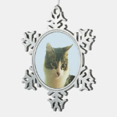 Cute Tabby Cat Face Tin Sneeuwvlok Ornament (Rechts)
