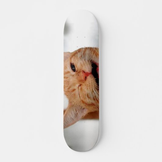 Cute tabby cat huilen met één oog persoonlijk skateboard (Voorkant)