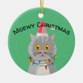 Cute Tabby Cat in Santa Hat Keramisch Ornament (Voorkant)
