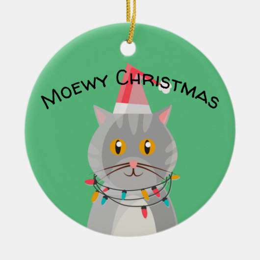 Cute Tabby Cat in Santa Hat Keramisch Ornament (Voorkant)