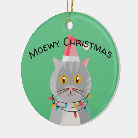 Cute Tabby Cat in Santa Hat Keramisch Ornament (Links)
