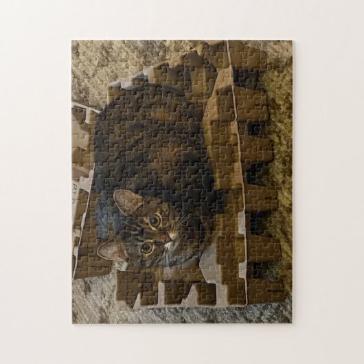 Cute Tabby Cat in Vacuum Insert Box Puzzle Legpuzzel (Verticaal)