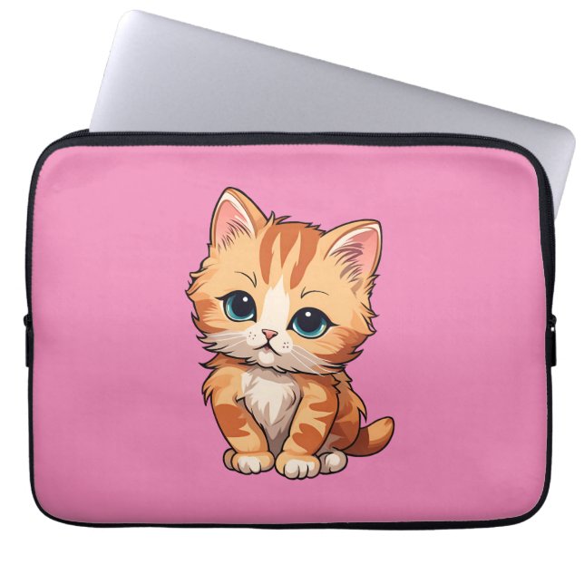Cute Tabby Cat Laptop Sleeve (Voorkant)
