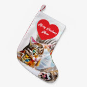 Cute Tabby Cat Merry Cats Christmas Stocking Kleine Kerstsok (Voorkant (Hangend))
