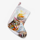 Cute Tabby Cat Merry Cats Christmas Stocking Kleine Kerstsok (Voorkant (Hangend))