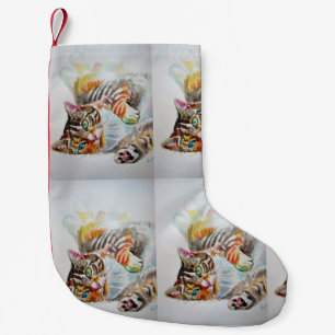 Cute Tabby Cat Merry Cats kerststop Kleine Kerstsok