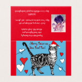 Cute Tabby Cat Merry Catsmus kerstkaart set Kaart (Buitenkant ongevouwen)
