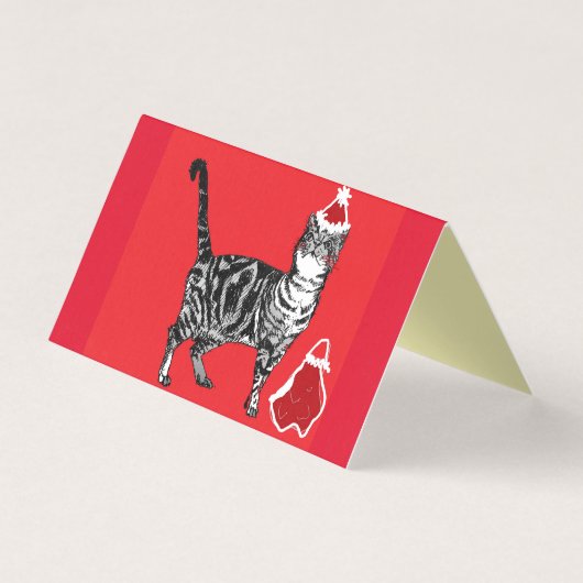 Cute Tabby Cat Merry Catsmus kerstkaart set Kaart (Voorkant)