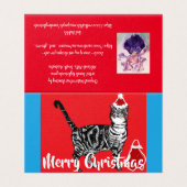 Cute Tabby Cat Merry Catsmus kerstkaart set Kaart (Buitenkant ongevouwen)