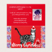 Cute Tabby Cat Merry Catsmus kerstkaart set Kaart (Buitenkant ongevouwen)