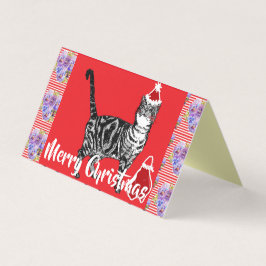 Cute Tabby Cat Merry Catsmus kerstkaart set Kaart