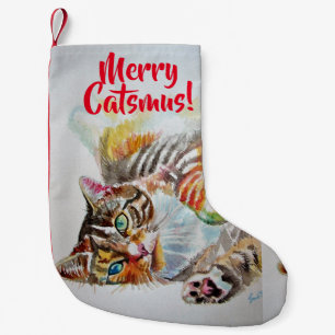 Cute Tabby Cat Merry Catsmus kerststop Kleine Kerstsok