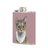 Cute Tabby Cat met Big Eyes Tekening Heupfles (Links)