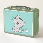 Cute Tabby Cat & Mouse on Light Blue (Voorkant)