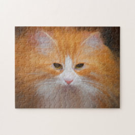 Cute Tabby Cat Oranje White Fluffy Beauful Legpuzzel