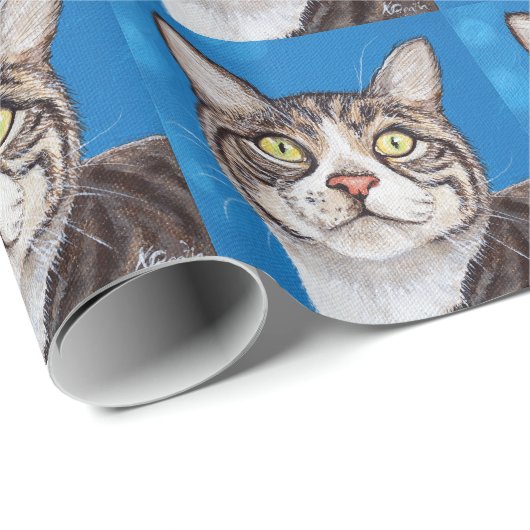 Cute Tabby Cat Painting Cadeaupapier (Rol Hoek)