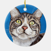 Cute Tabby Cat Painting Ceramic Ornament (Achterkant)