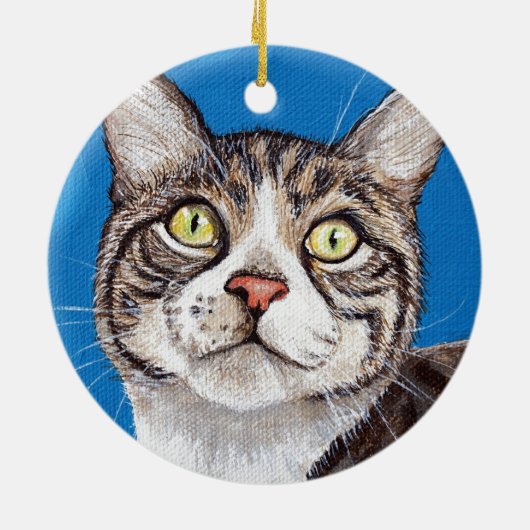 Cute Tabby Cat Painting Ceramic Ornament (Achterkant)