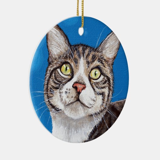 Cute Tabby Cat Painting Keramisch Ornament (Rechts)