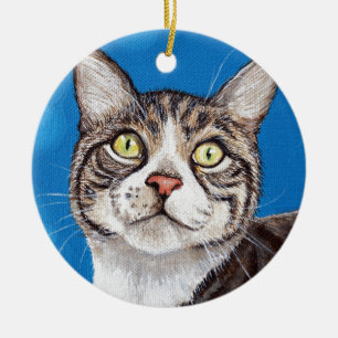 Cute Tabby Cat Painting Keramisch Ornament