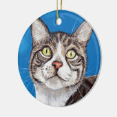 Cute Tabby Cat Painting Keramisch Ornament (Links)