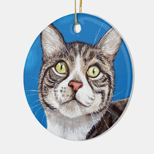 Cute Tabby Cat Painting Keramisch Ornament (Links)