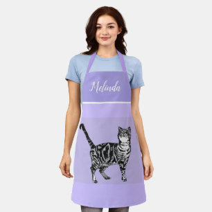 Cute Tabby Cat Pastel paars Lavender Cats Apron Schort