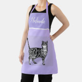 Cute Tabby Cat Pastel paars Lavender Cats Apron Schort (Insitu)