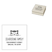 Cute Tabby Cat Peeking boven Familie Adres 2 Rubberstempel (Gestempeld)